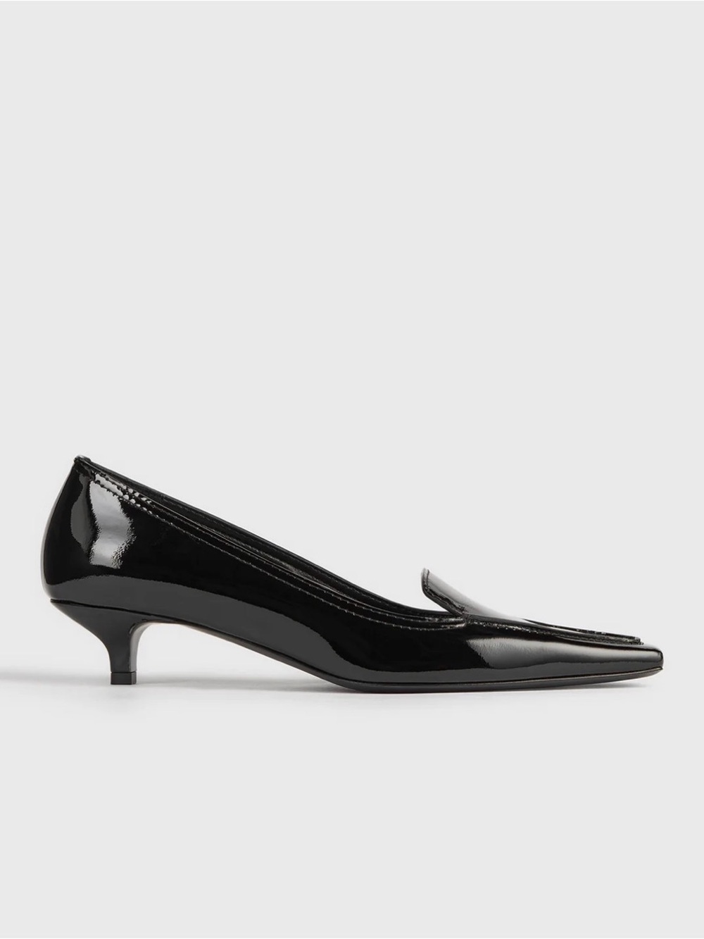 Toteme Black Patent Leather Pointed Kitten Heel Loafers